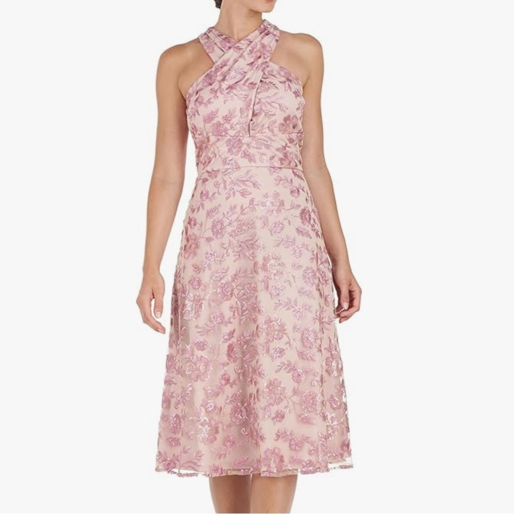 JS Collections Amy Halter A Line MIDI Dress NWT